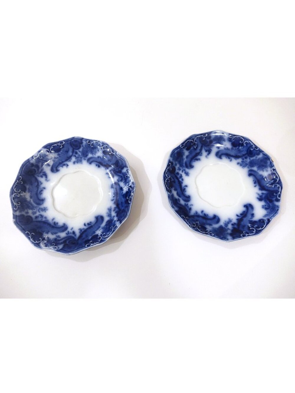 2 Antique Argyle Flow Blue Saucers By W.H. Grindley Made in England